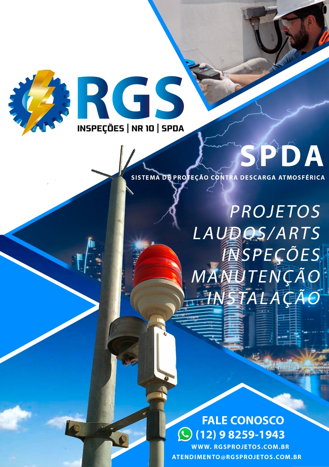 Engenheiro inspecionando SPDA